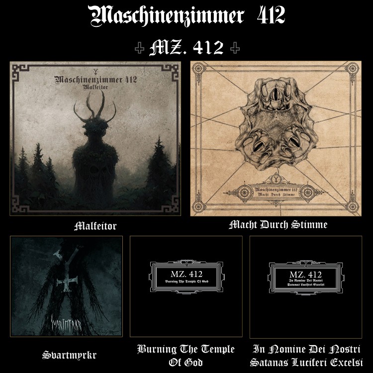 MASCHINENZIMMER 412 (MZ. 412) COMBO 2 - 5xCDs - 'Malfeitor' + 'Macht Durch Stimme' + 'Svartmyrkr' + 'Burning The Temple Of God' + 'In Nomine Dei Nostri...'